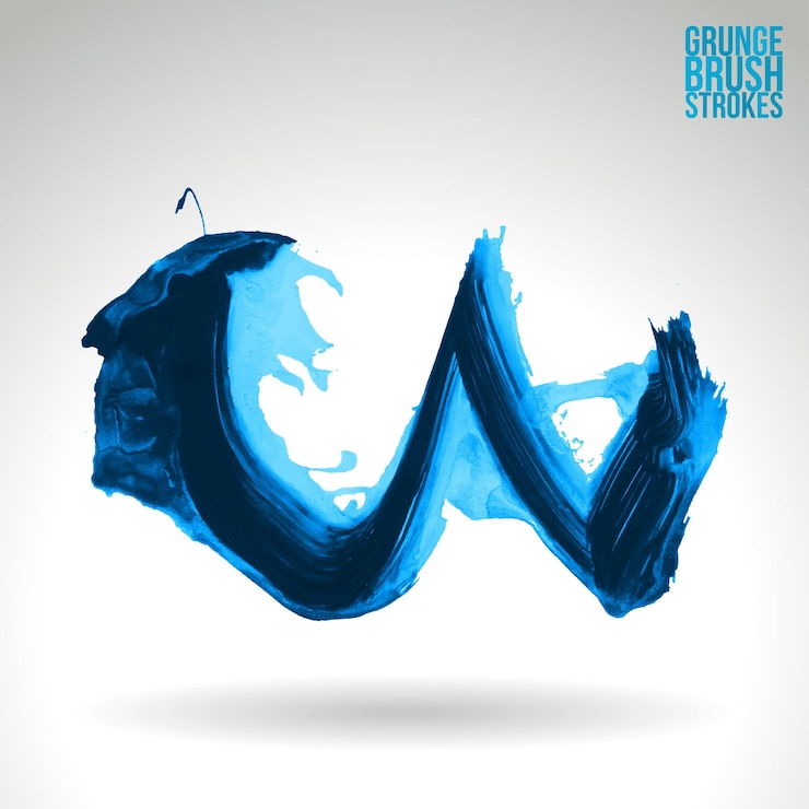 Vector blue brush stroke and texture. grunge vector abstract hand - painted element.