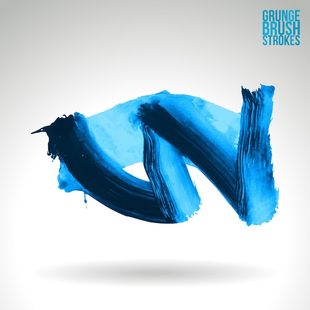 Blue brush stroke and texture. Grunge vector abstract hand - painted element.