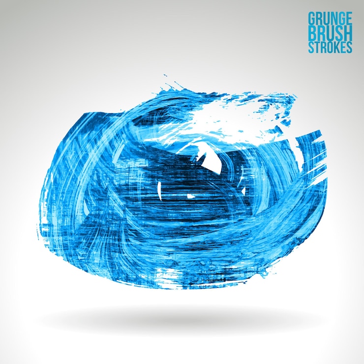 Vector blue brush stroke and texture. grunge vector abstract hand - painted element.