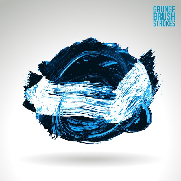 Blue brush stroke and texture. Grunge vector abstract hand - painted element.