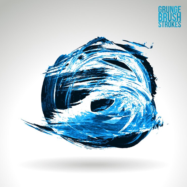 Vector blue brush stroke and texture. grunge vector abstract hand - painted element.