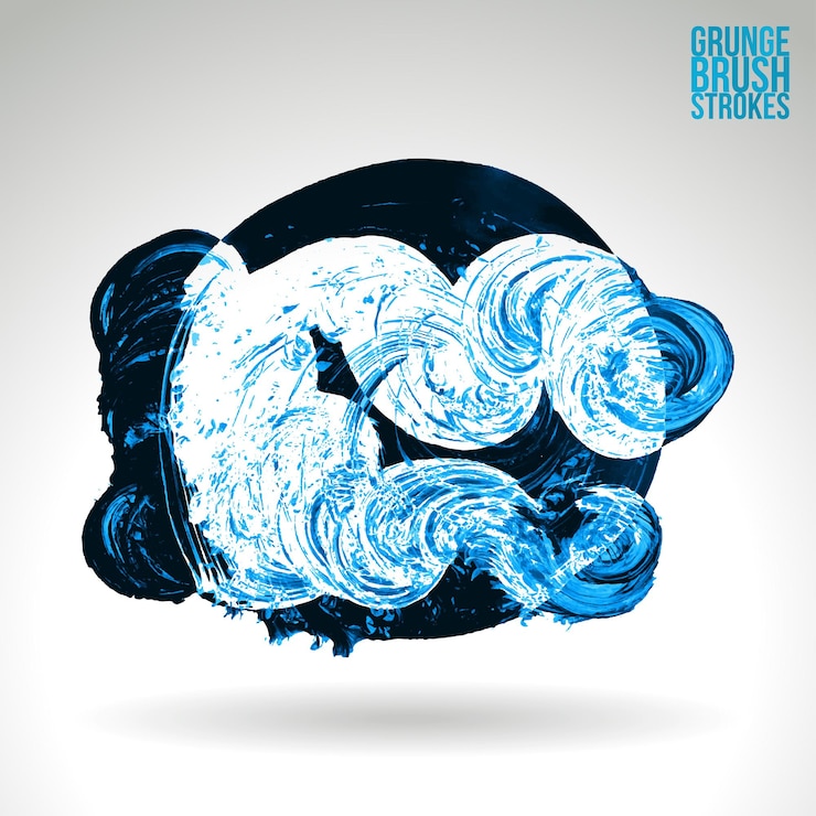 Vector blue brush stroke and texture. grunge vector abstract hand - painted element.