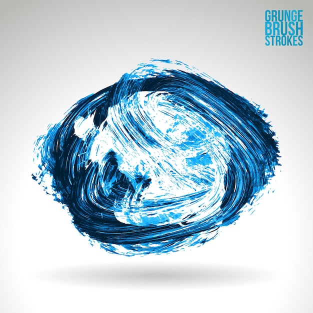 Blue brush stroke and texture. Grunge vector abstract hand - painted element.