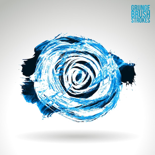 Blue brush stroke and texture. Grunge vector abstract hand - painted element.