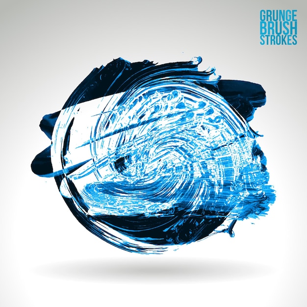 Blue brush stroke and texture. Grunge vector abstract hand - painted element.