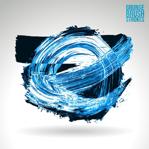 Blue brush stroke and texture. grunge vector abstract hand - painted element.