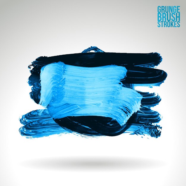 青いブラシストロークとテクスチャ。グランジベクトル抽象的な手-塗られた要素。