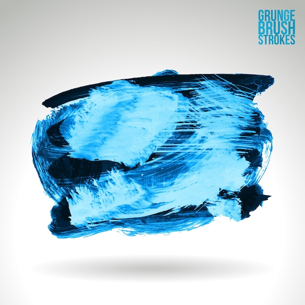 Blue brush stroke and texture. Grunge vector abstract hand - painted element.