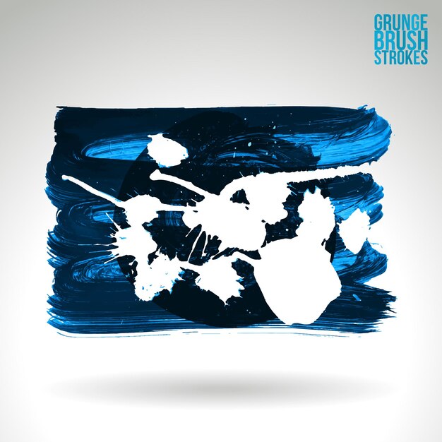 Blue brush stroke and texture. Grunge vector abstract hand - painted element.