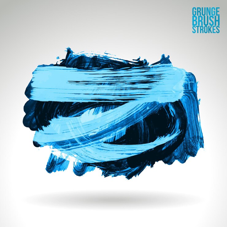 Vector blue brush stroke and texture. grunge vector abstract hand - painted element.