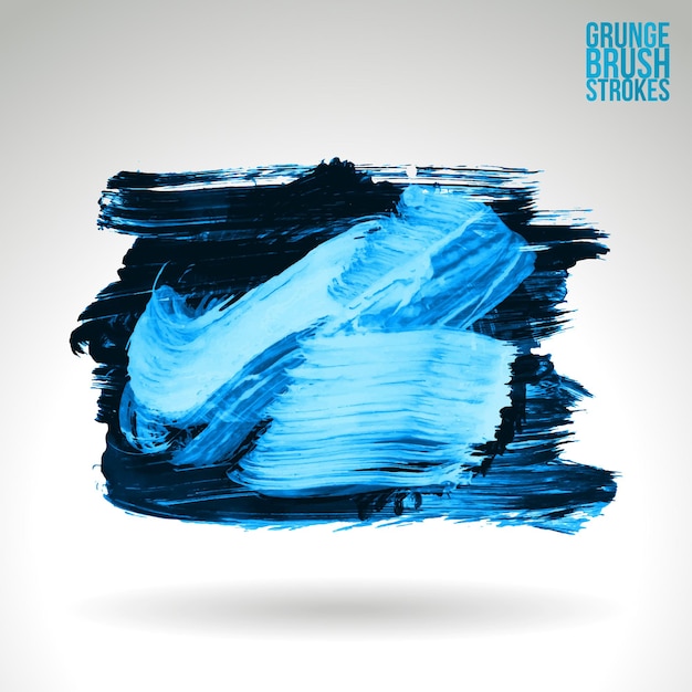 Blue brush stroke and texture. Grunge vector abstract hand - painted element.