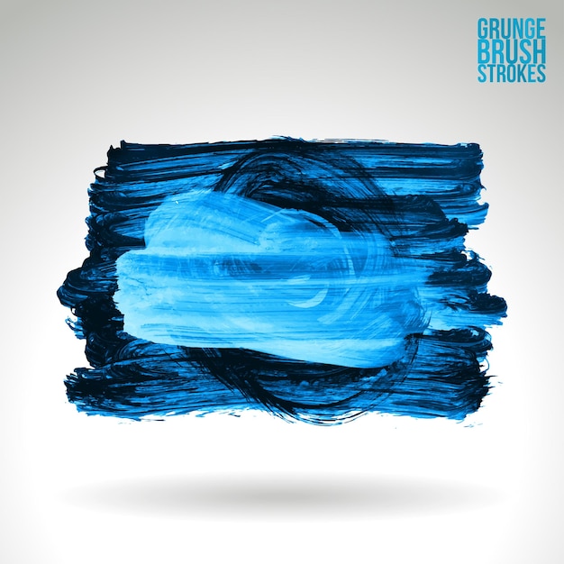 Blue brush stroke and texture. Grunge vector abstract hand - painted element.