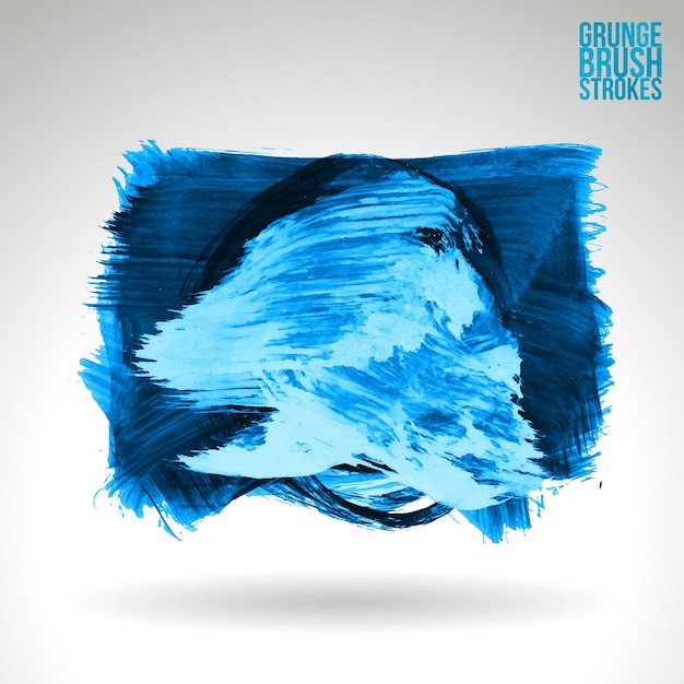 Blue brush stroke and texture. Grunge vector abstract hand - painted element.