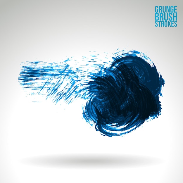 Blue brush stroke and texture. Grunge vector abstract hand - painted element.