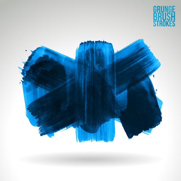 Blue brush stroke and texture. Grunge vector abstract hand - painted element.