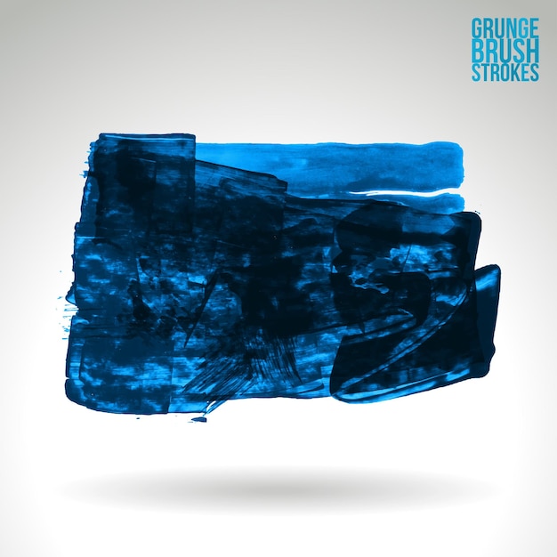Pennellata blu e texture. elemento dipinto a mano dell'estratto di vettore di lerciume.