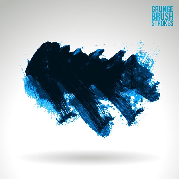 Blue brush stroke and texture. Grunge vector abstract hand - painted element.