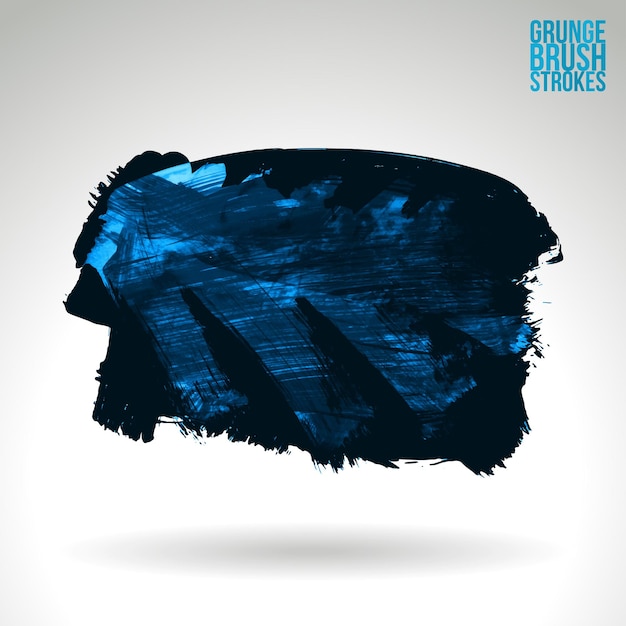 Blue brush stroke and texture. Grunge vector abstract hand - painted element.