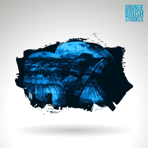 Blue brush stroke and texture. Grunge vector abstract hand - painted element.