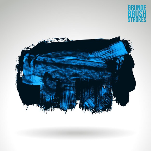 Blue brush stroke and texture. Grunge vector abstract hand - painted element.