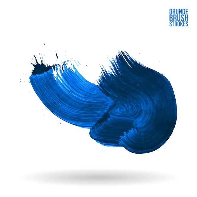 Blue brush stroke and texture Grunge vector abstract hand painted element