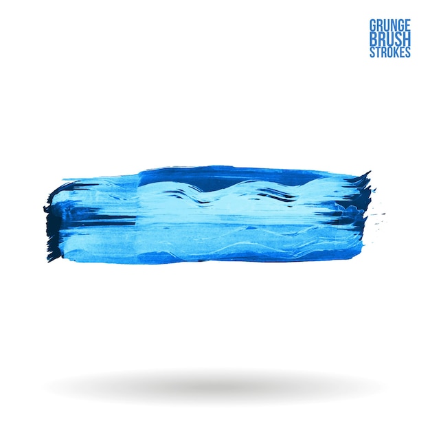 Blue brush stroke and texture Grunge vector abstract hand painted element