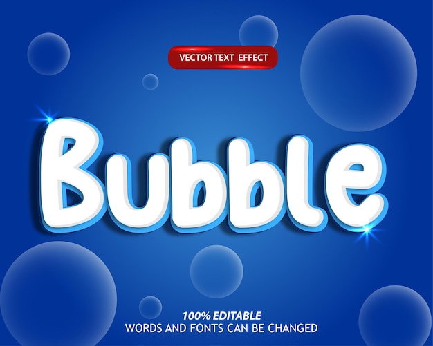 blue bubble editable vector text effect