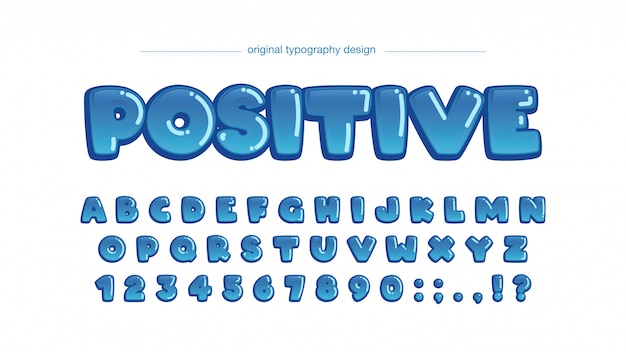 Vector blue bubble rounded cartoon typography