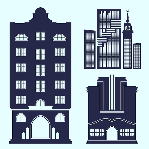 Blue Buildings Silhouette Collection