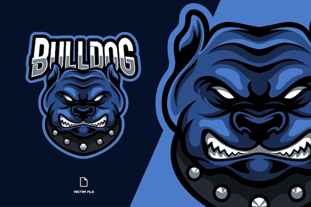 Personaggio dei cartoni animati blu bulldog mascotte logo illustrazione