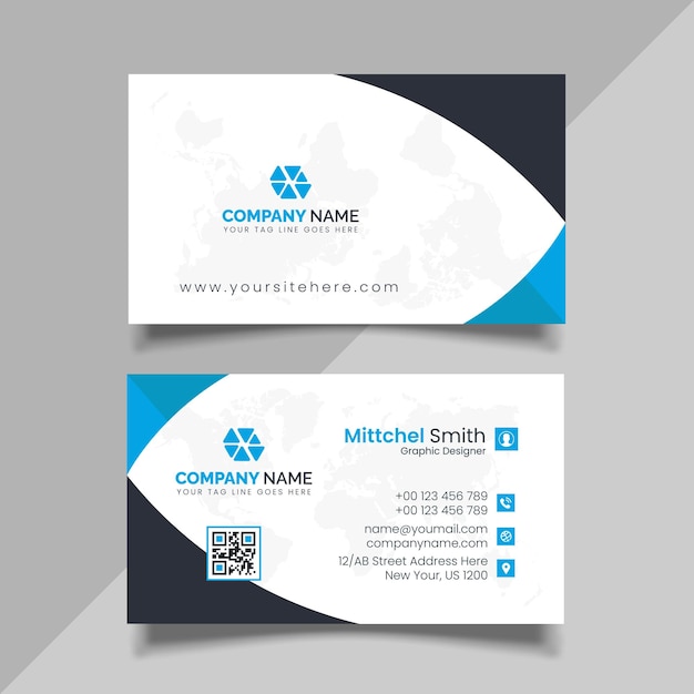 Blue Business Card Design, Modern Business card template design