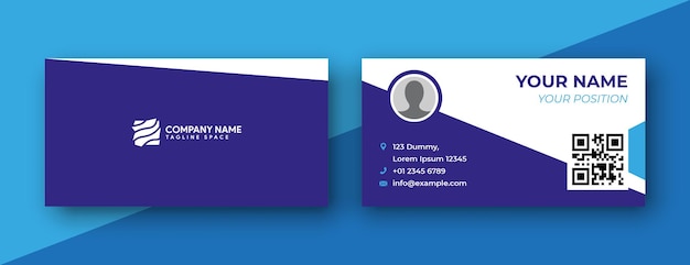 Blue business card design template clean and modern design style