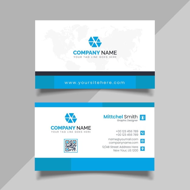 Blue business card design template