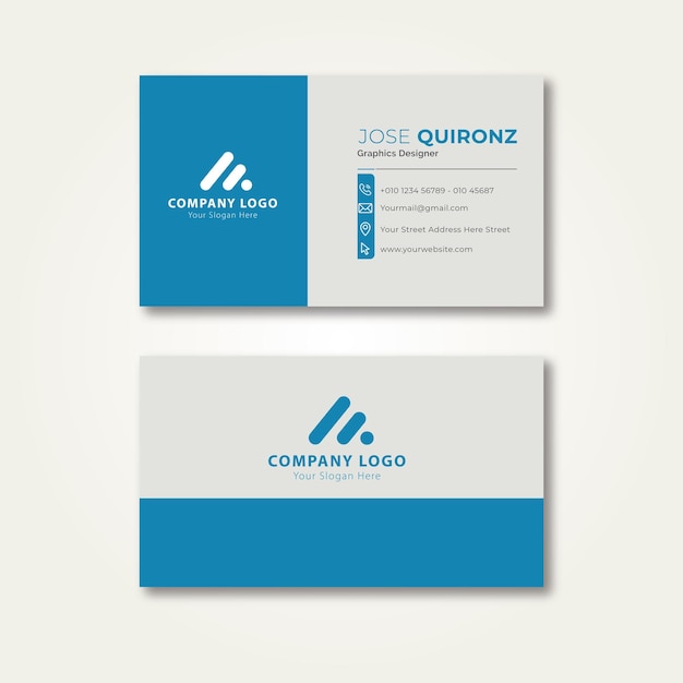 blue business card design vector template