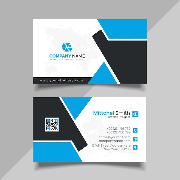 blue business card design vector template
