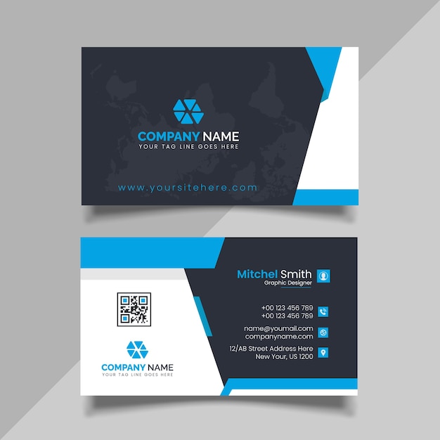 blue business card design vector template