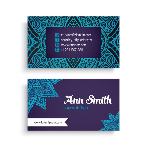 Визитная карточка винтажные декоративные элементы декоративные цветочные визитные карточки восточный узор векторной иллюстрации