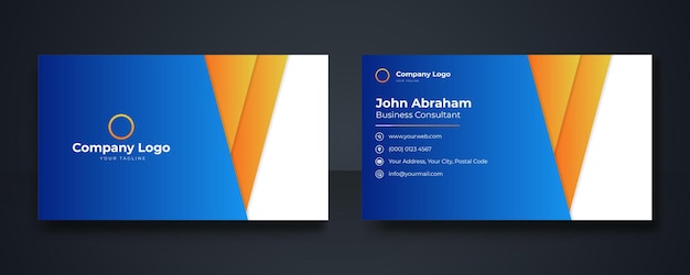 Blue business card template with modern corporate concept. Creative elegant name card and business card design