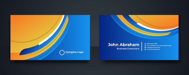 Blue business card template with modern corporate concept. Creative elegant name card and business card design