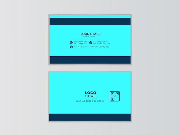 Blue business card with a logo for a company called loco here.