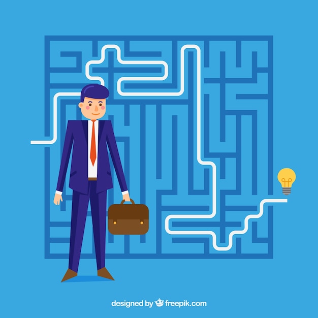 Vector blue business concept with labyrinth