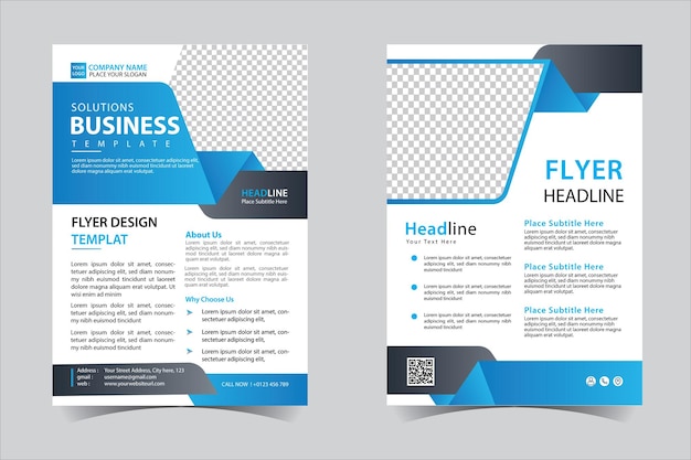 Blue business flyer template design vector