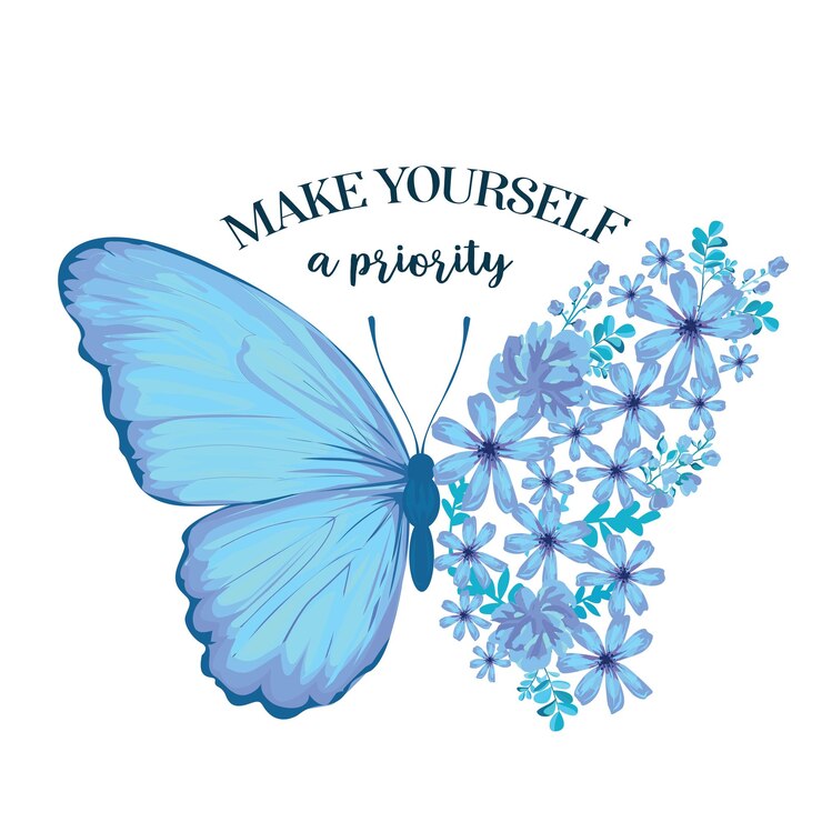 Vector blue butterfly watercolor