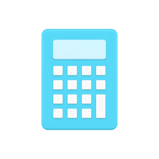 Blue calculator 3d icon education gadget with white buttons