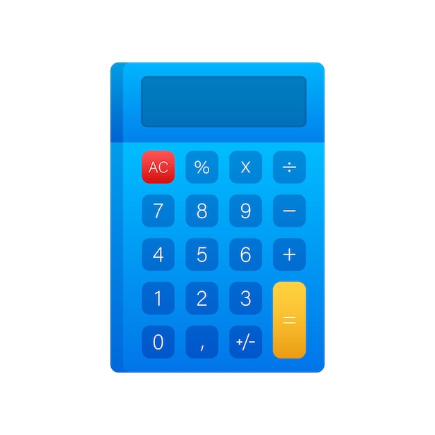 Blue calculator white background modern design electronic portable calculator