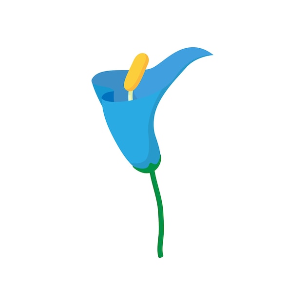 Blue calla icon in cartoon style on a white background