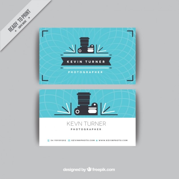 Blue camera business card