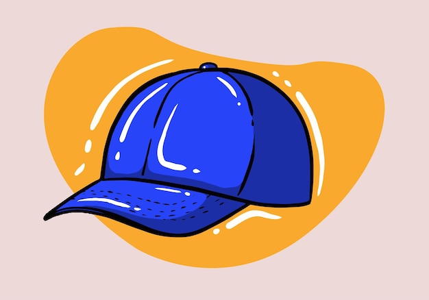 Vector blue cap a cartoonstyle baseball cap headdress vector illustration isolated on a background