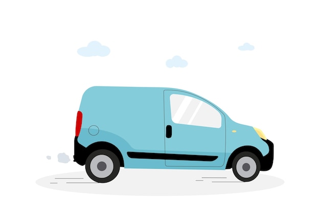 Blue car. Delivery car. Truck. Vector illustration