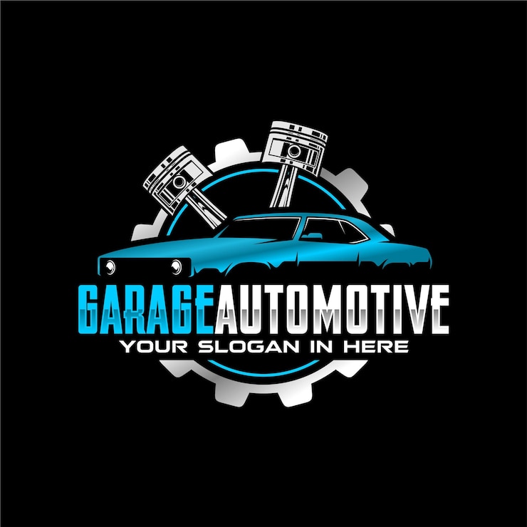 A blue car logo with two hanging straps